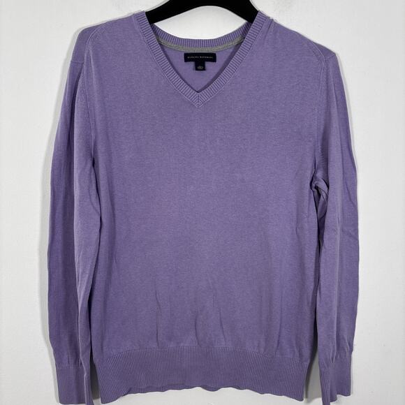 Banana Republic Men Silk Linen Blend V-Neck Sweater Lavender Preppy Casual Large - Picture 2 of 8